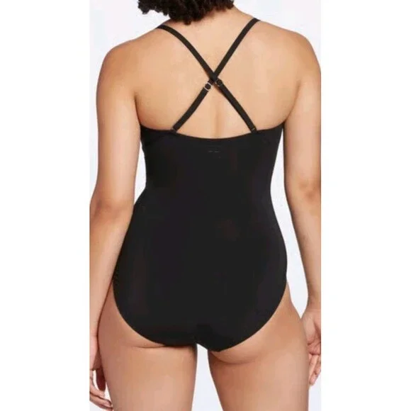 Calia Women's Swimsuit Sz 4 Black Tie Front Crisscross StrapFixed Cups $75 - Picture 13 of 13